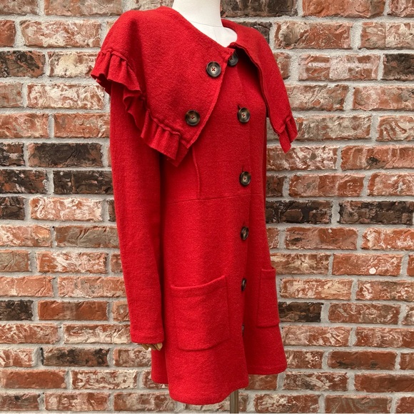 Anthropologie orange wool coat with ruffled collar HWR / M / Excellent condition - Picture 7 of 15